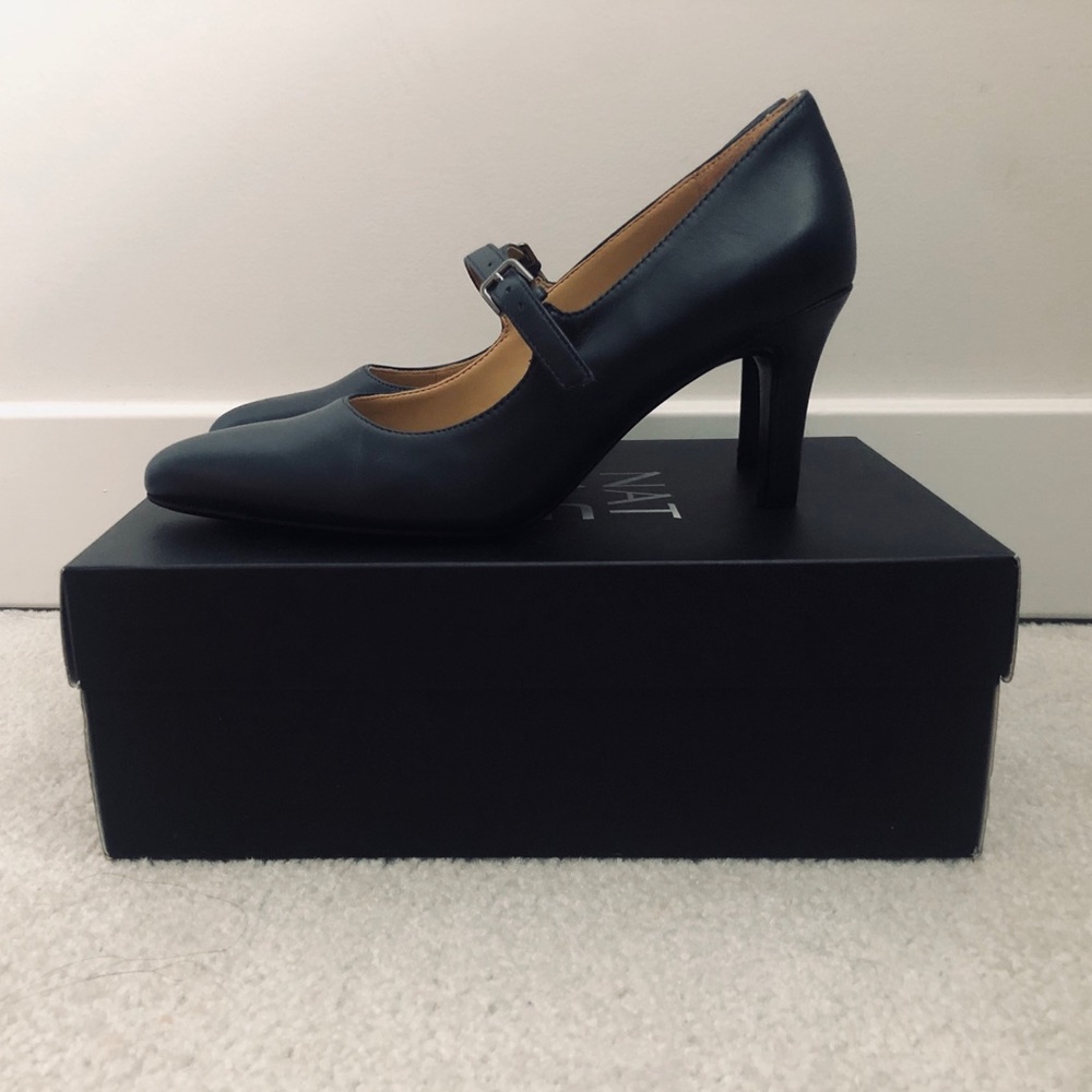 Front Strap Black Heels